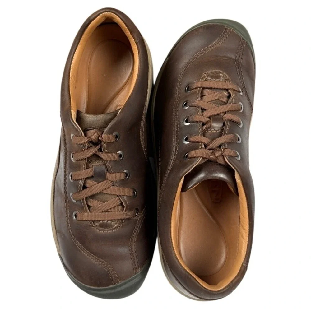 Keen Presidio Dark Earth Brown Leather Walking Shoes Womens 6